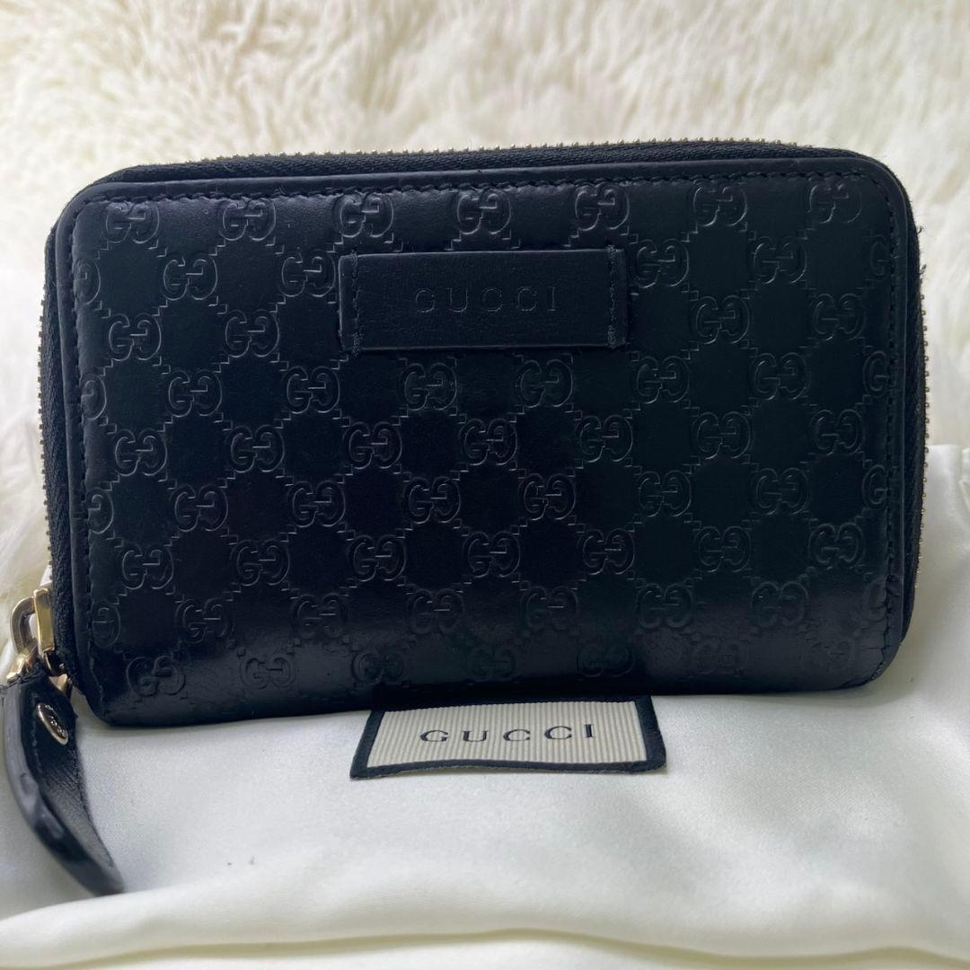美品✨グッチ ケース マイクロシマ GG柄 レザー 黒