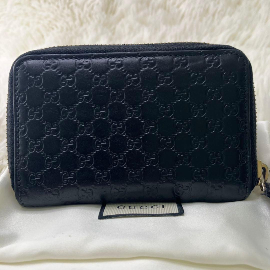 美品✨グッチ ケース マイクロシマ GG柄 レザー 黒