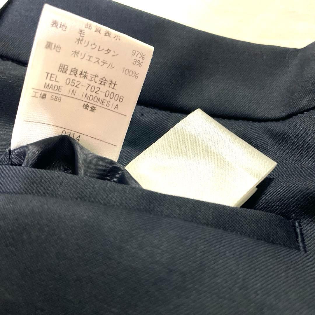 HILTON ネイビーパンツスーツ 洋服の青山　ストレッチsuper110's