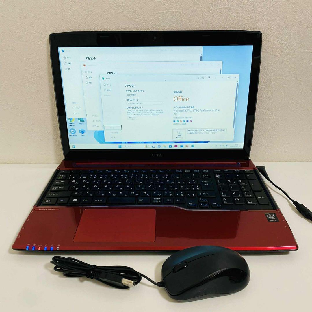 Y101 富士通ノートパソコンi7メモリ8G高速WEBカメラSSD Win11