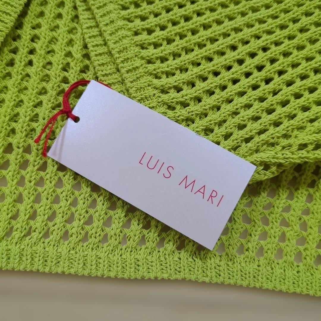 ライムグリーン クロップドニットメッシュ　クールカレアン　ショート丈　ロゴ