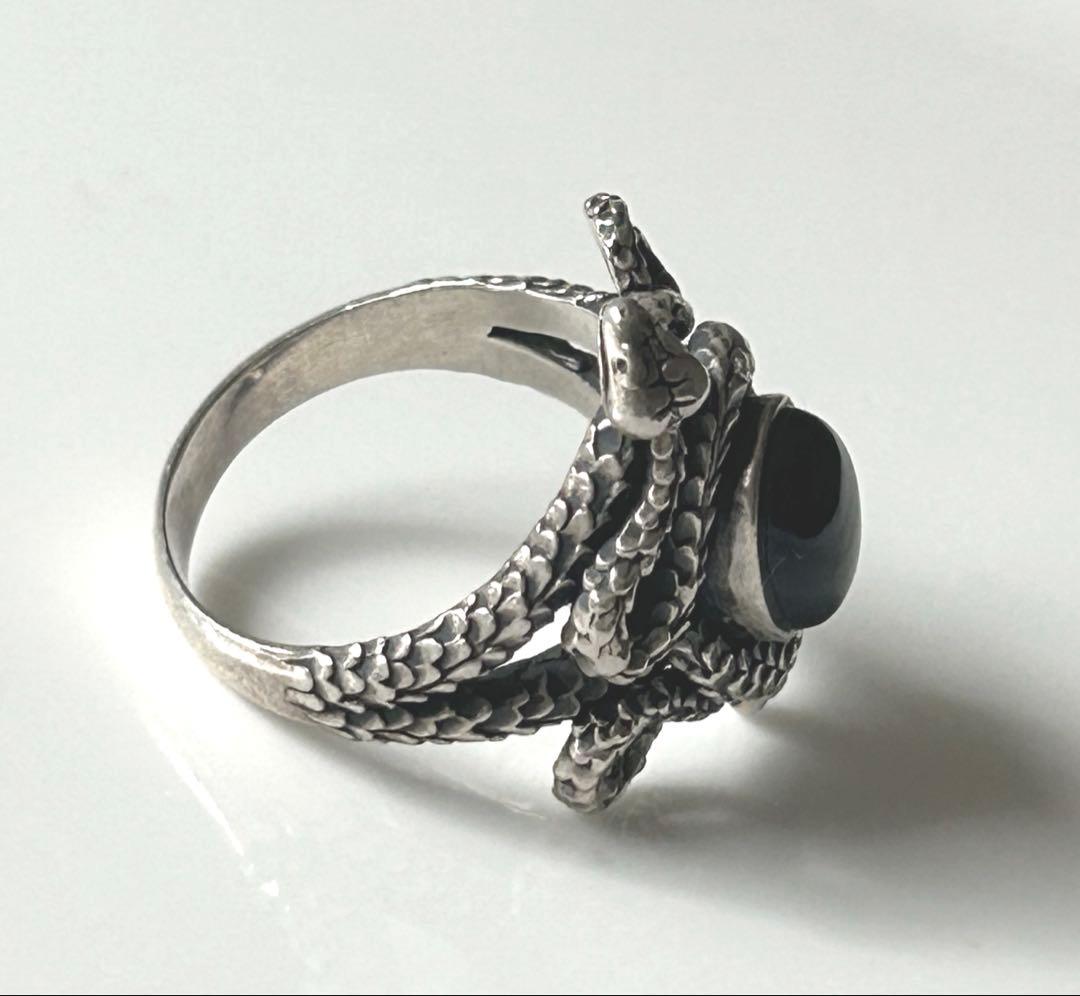 【VINTAGE】スネーク・蛇　オニキス　シルバーリング