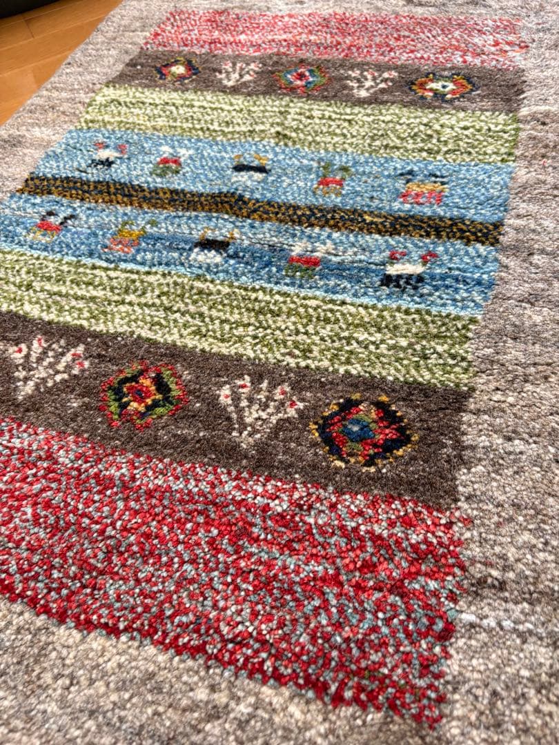 ペルシャ ギャッベ マット ラグ 63×90cm ウール