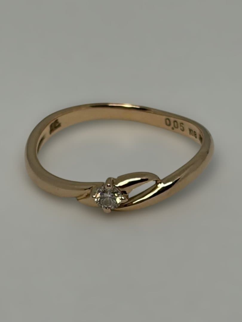 クレージュＫ18YG 1Pダイヤ0.05ct デザインリング　9号　中古