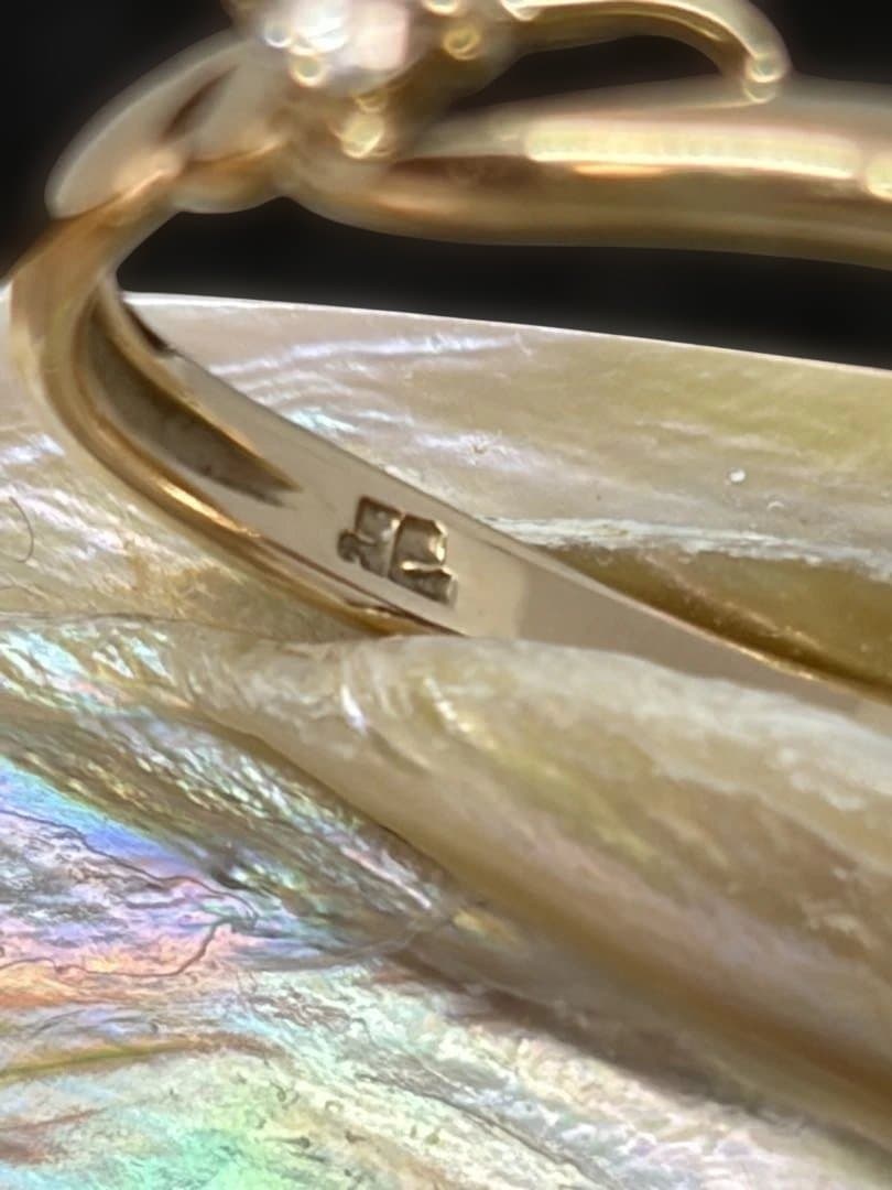 クレージュＫ18YG 1Pダイヤ0.05ct デザインリング　9号　中古