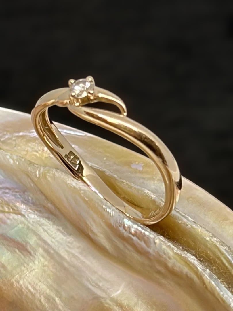 クレージュＫ18YG 1Pダイヤ0.05ct デザインリング　9号　中古