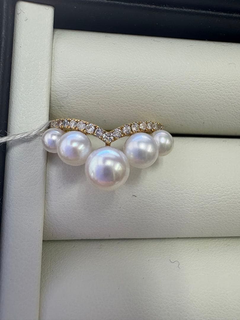 アコヤパールと天然ダイヤモンド　リング　K18