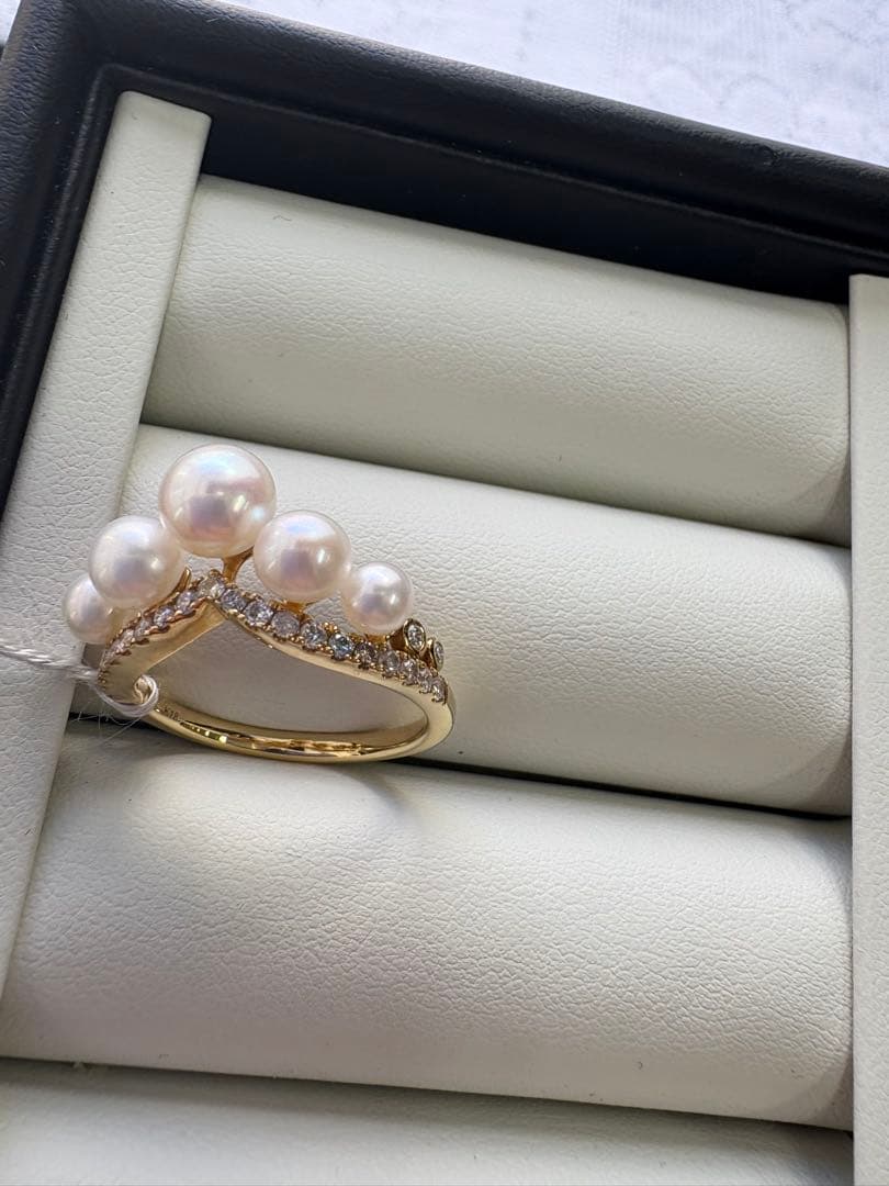 アコヤパールと天然ダイヤモンド　リング　K18