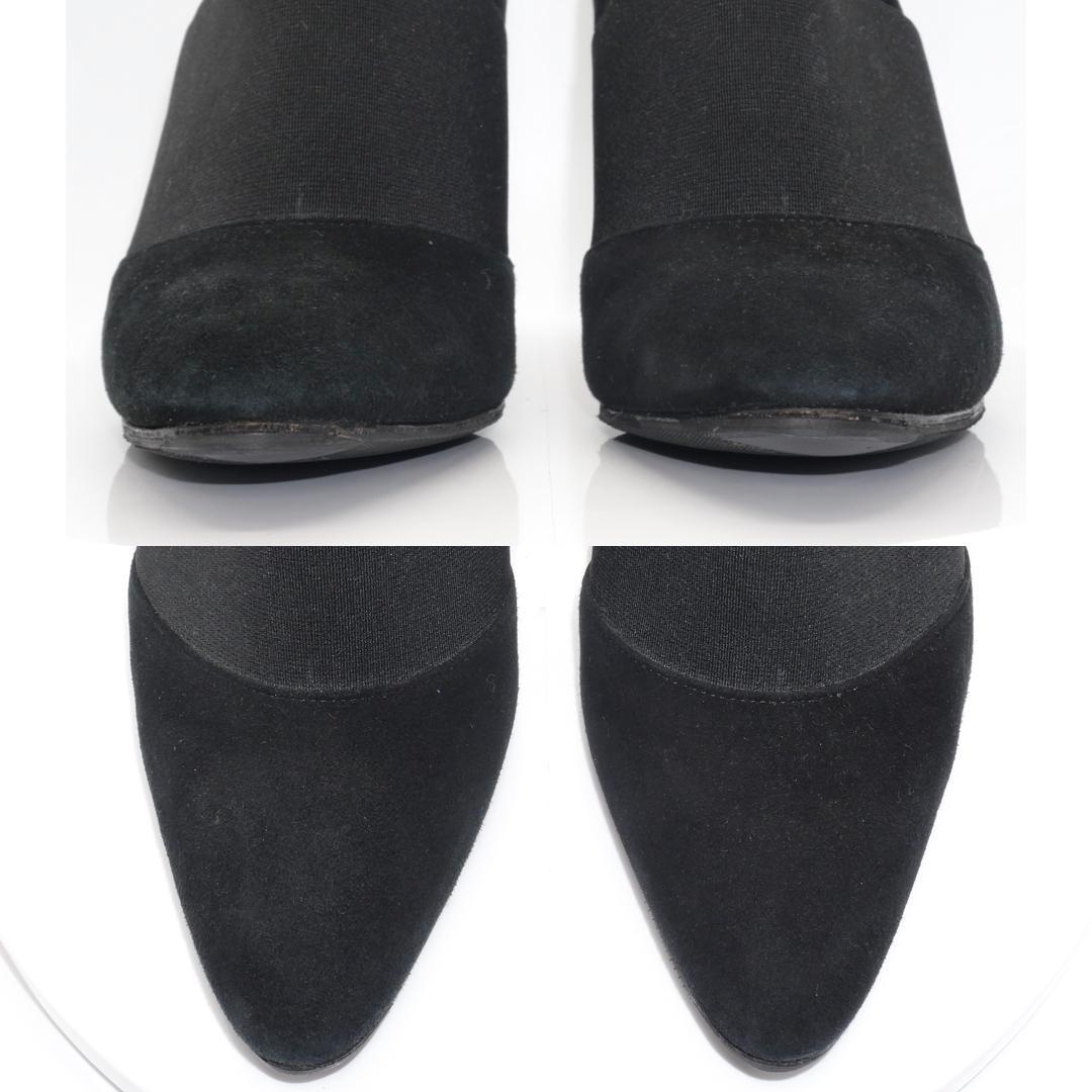 37.5　MANOLO BLAHNIK　マノロブラニク　ブーティー　黒　スエード