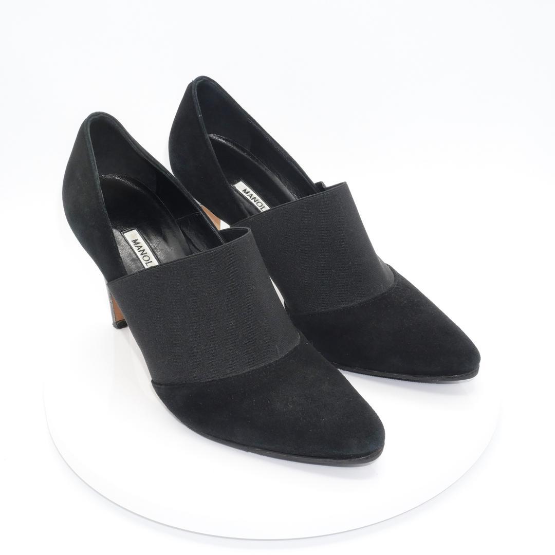 37.5　MANOLO BLAHNIK　マノロブラニク　ブーティー　黒　スエード