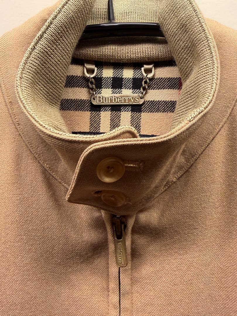 極美品 L バーバリー ウール100 ブルゾンベージュ ホースロゴ ノバチェック