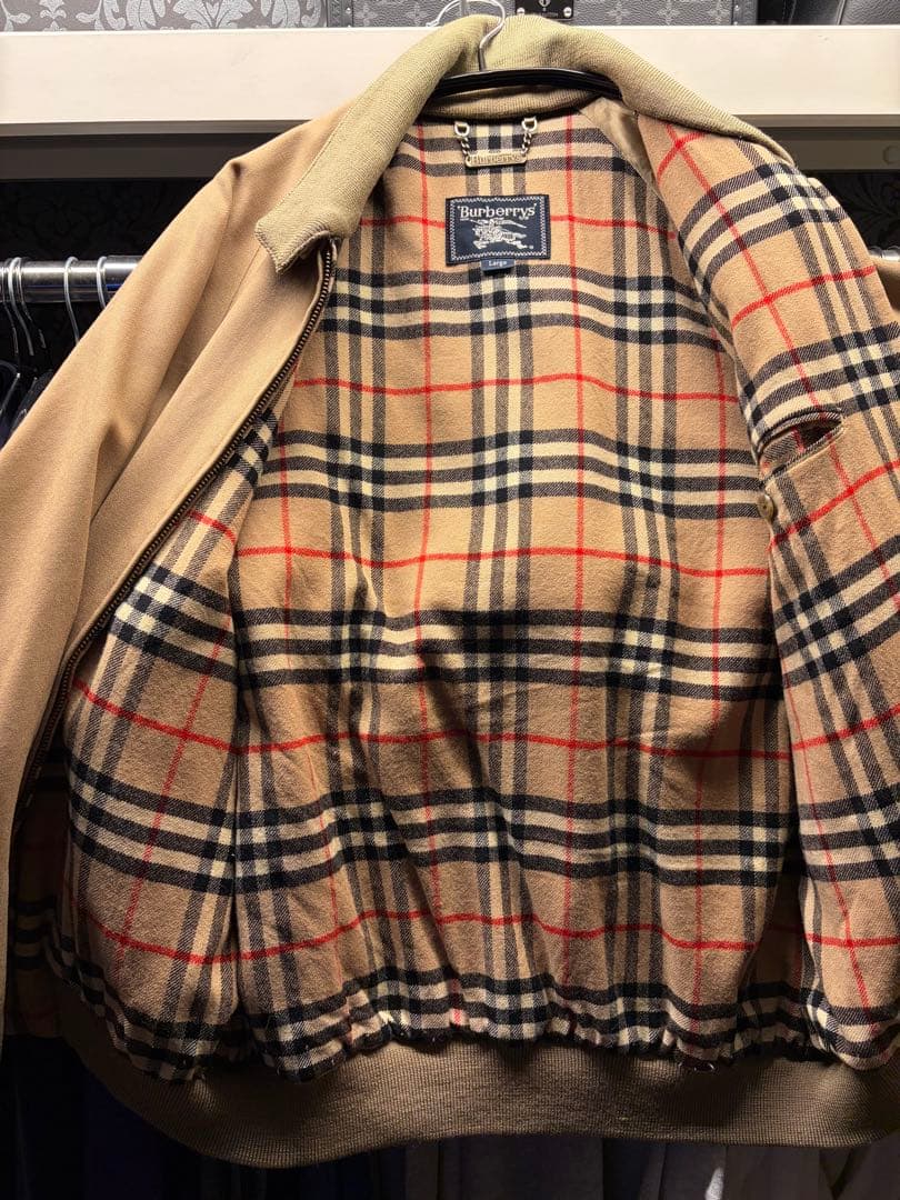 極美品 L バーバリー ウール100 ブルゾンベージュ ホースロゴ ノバチェック