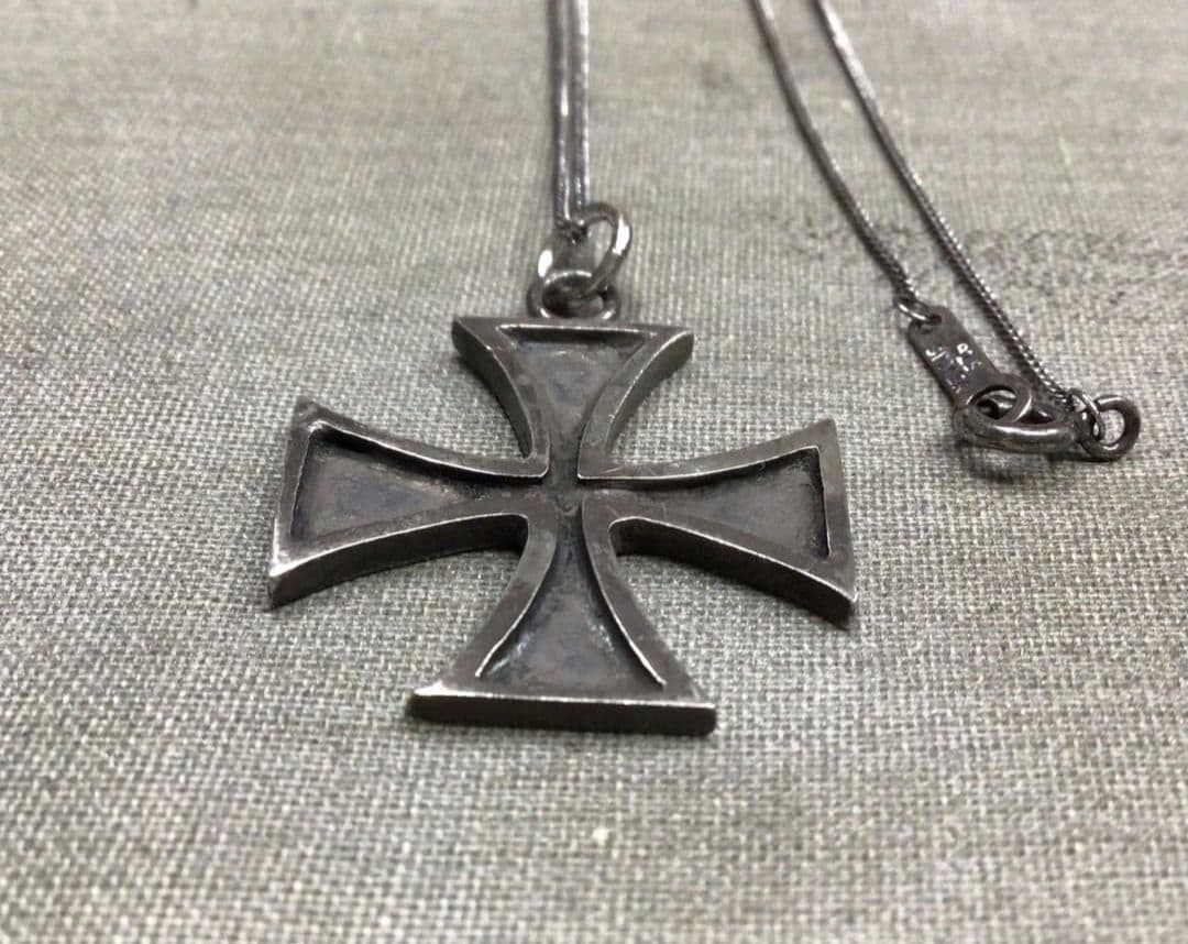 ヴィンテージ　SV925　アイアンクロス　シルバーネックレス　チェーン　60cm