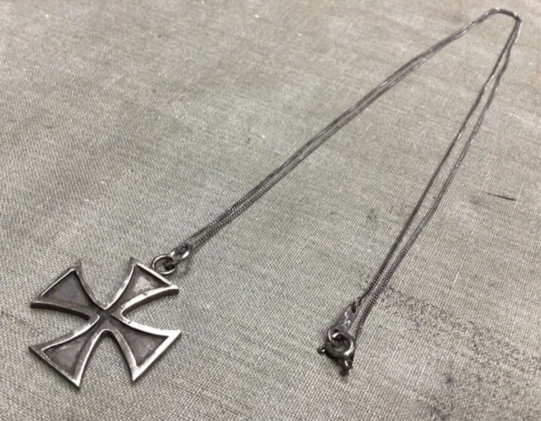 ヴィンテージ　SV925　アイアンクロス　シルバーネックレス　チェーン　60cm