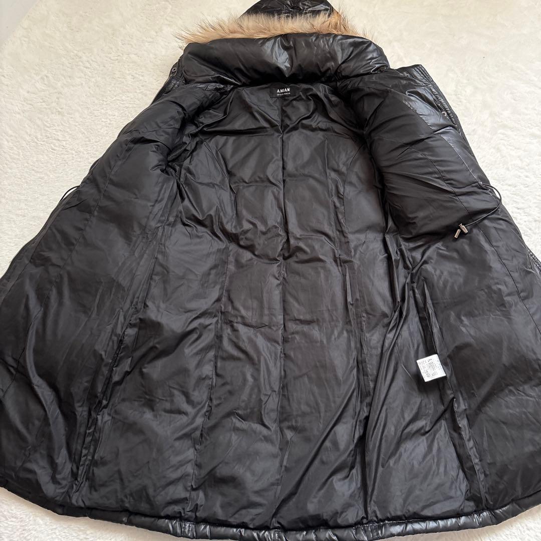 【美品】Amian House ロングダウンコート ブラック ファーフード