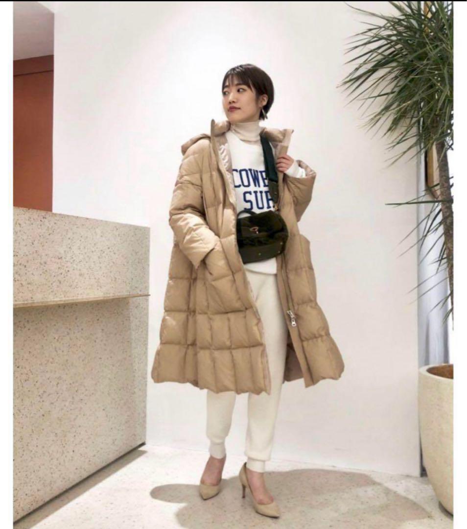 【香】Whim Gazetteベージュ ロング ダウン コート