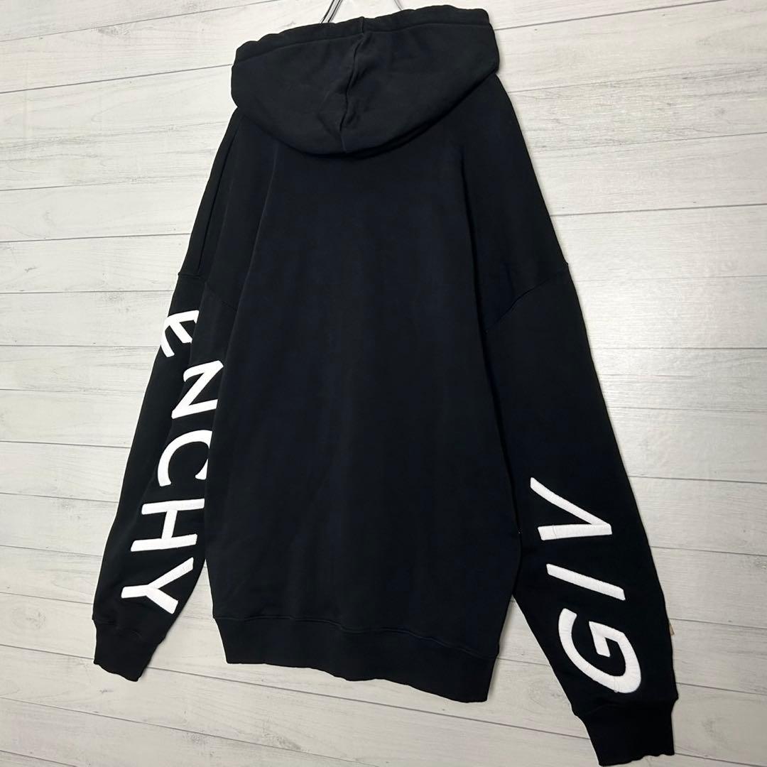 【美品・人気モデル】ジバンシー‪ ビッグロゴ パーカー 刺繍 オーバーサイズ 黒