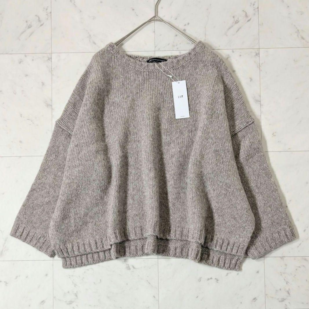 未使用タグ付★23区 大きいサイズ46 ベビーアルパカクロップドニット