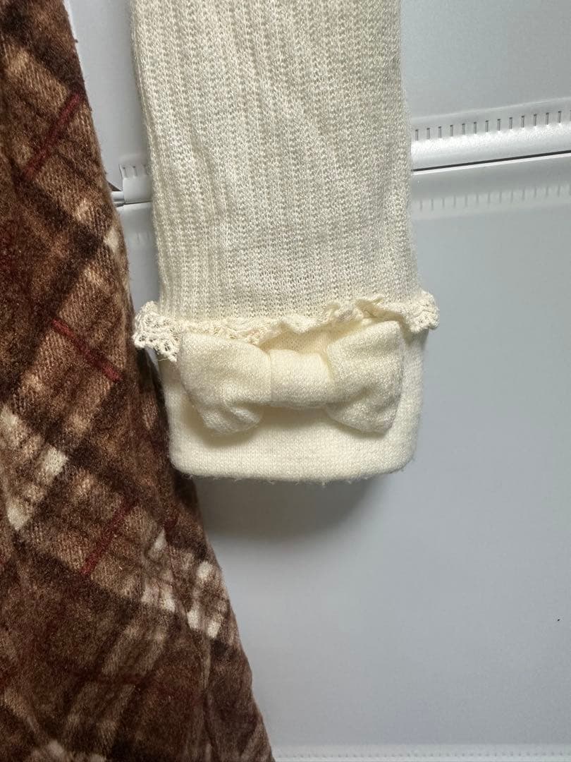 LIZLISA ブラウン チェック柄 ワンピース ジャンパースカート　長袖