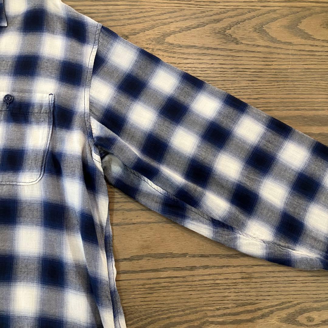 【超美品】Schott ショット オンブレ チェックシャツ レーヨンXL ブルー
