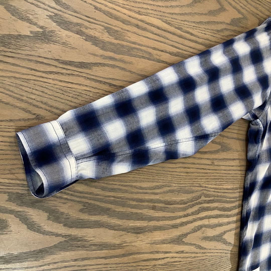 【超美品】Schott ショット オンブレ チェックシャツ レーヨンXL ブルー