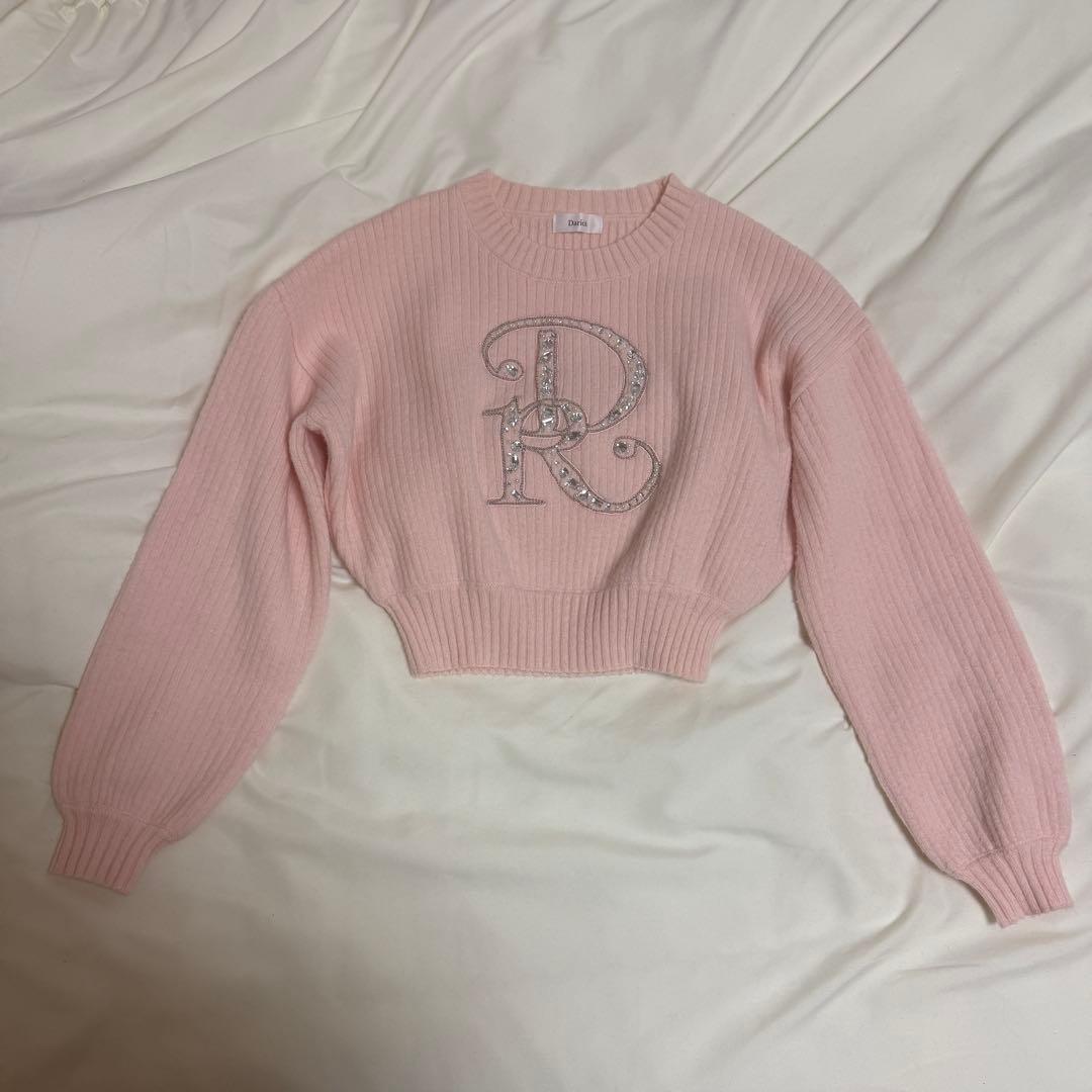 darich DRビジューボリュームリブニットトップス ピンク