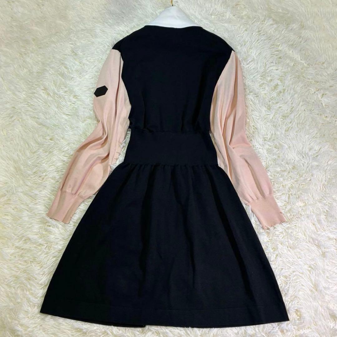 ルイヴィトン　ワンピース　Vロゴ　ロゴパッチ　白　ピンク　ネイビー　　S