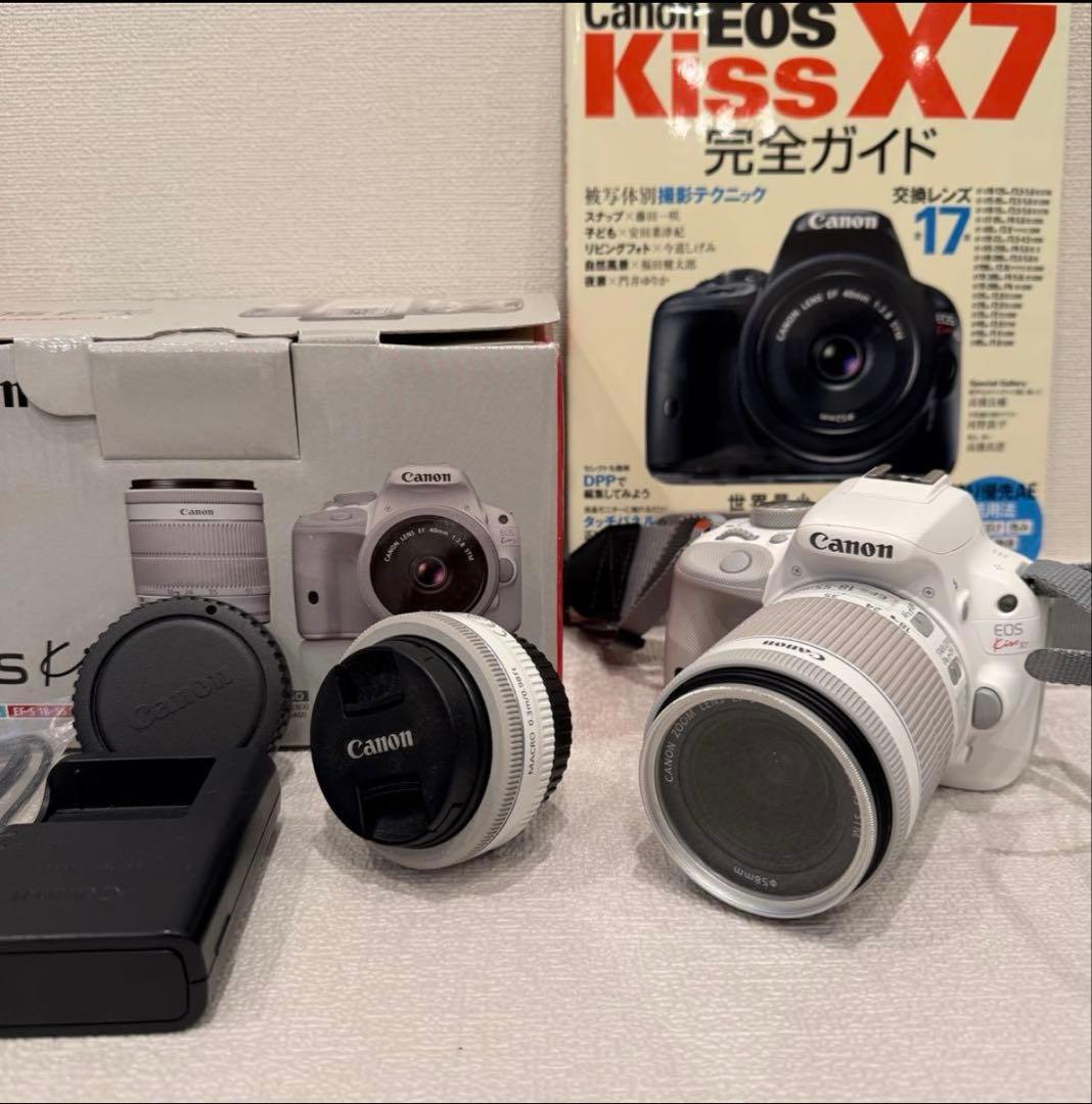 【一眼レフカメラ】Canon EOS KISS X7 ホワイト レンズ2個セット