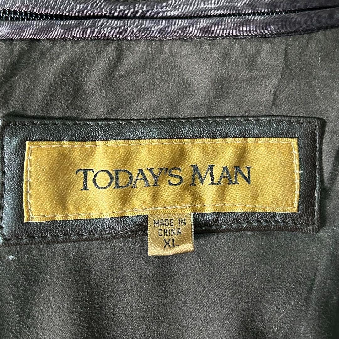 ヴィンテージ レザー ジャケット 濃茶 短丈 中綿 ライナー XL