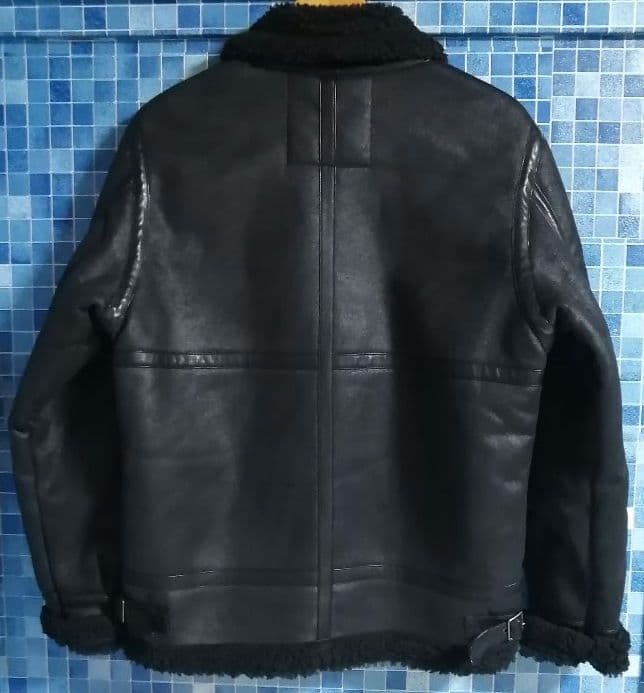 【新品 黒】即完売 Alpha B-3 ボアフリース レザー ムートンジャケット