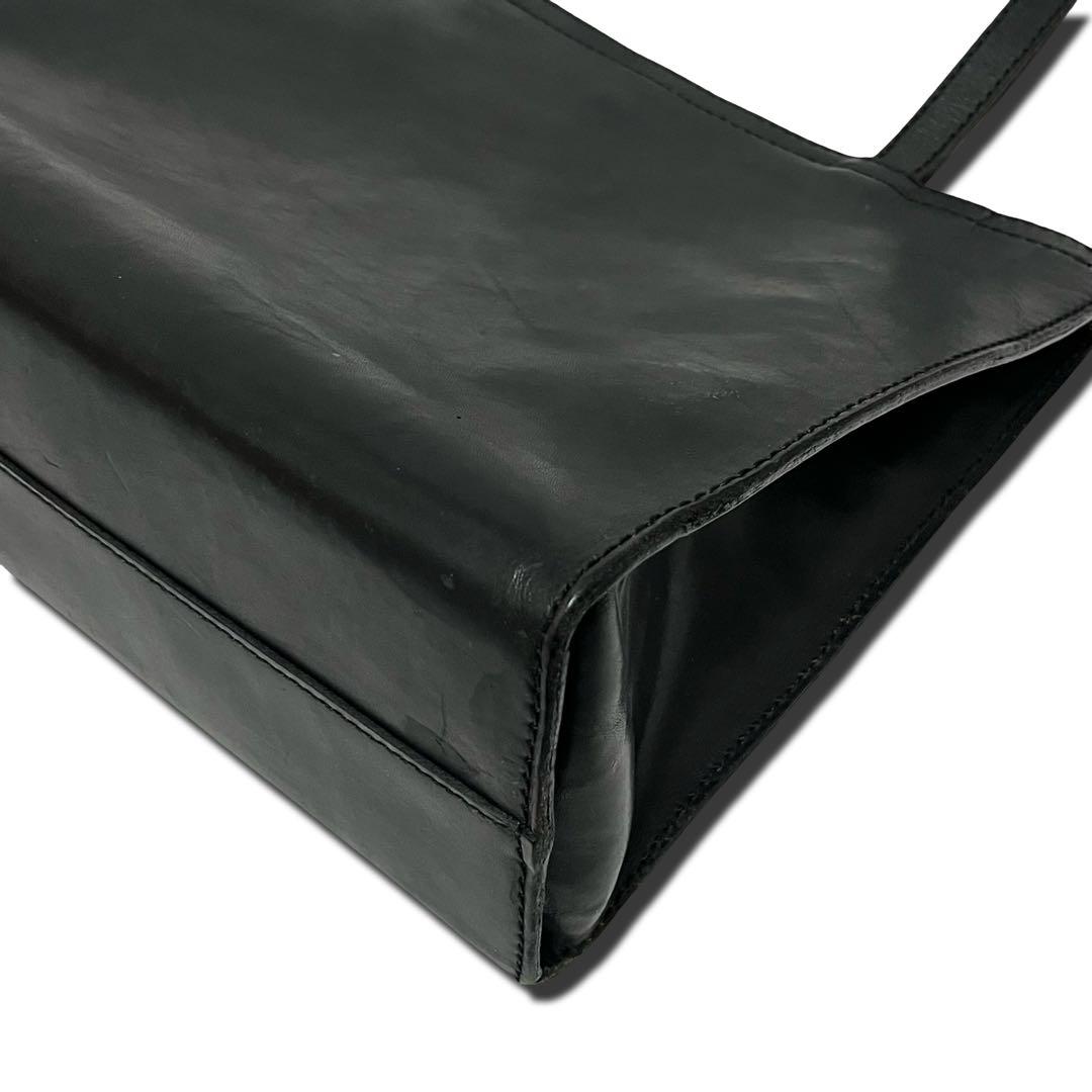 ヘルツ トートバッグ レザー 黒　無地 A4収納 ユニセックス 肩掛け可