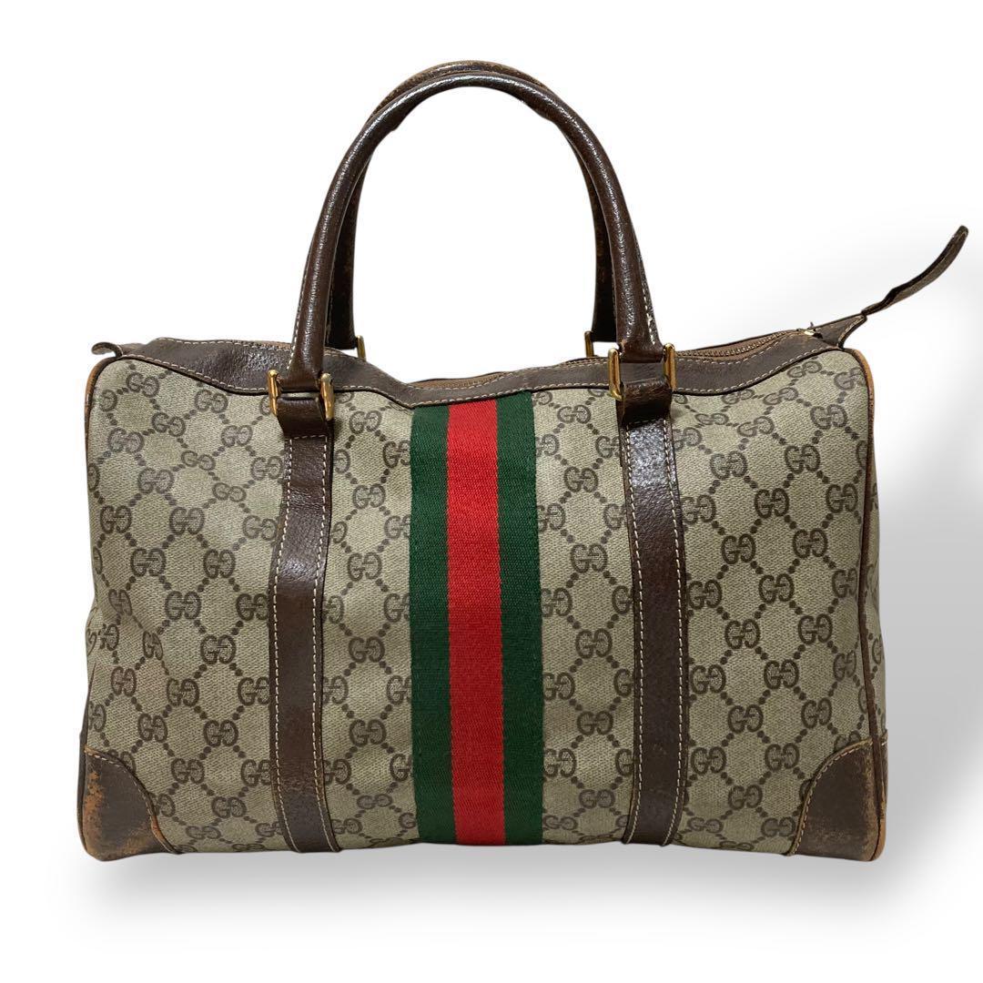 【ヴィンテージ】オールドグッチ　ミニボストンバッグ GG柄　シェリーライン　旅行