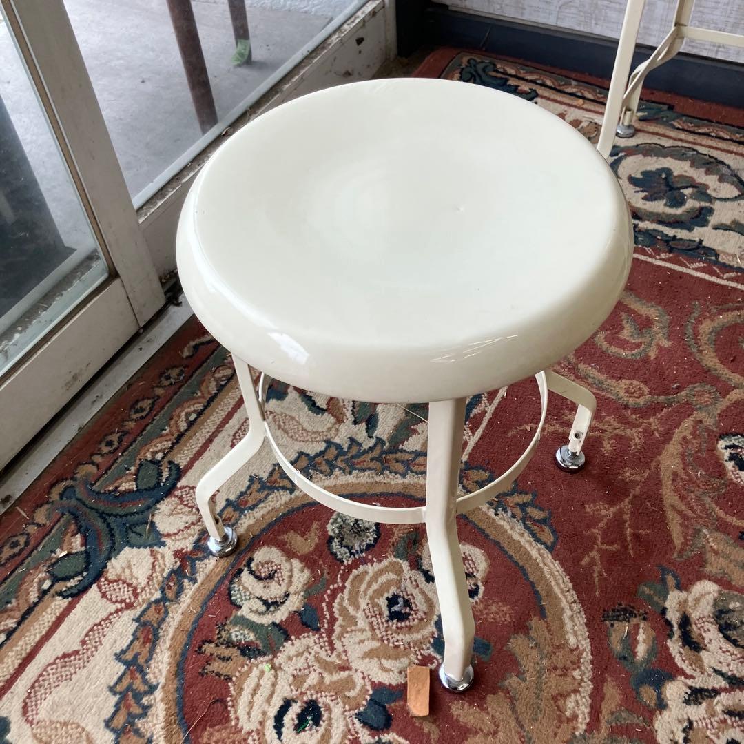 北欧レトロ アイアンフレーム スチールドレッサー 化粧台 スツール付き 鏡台