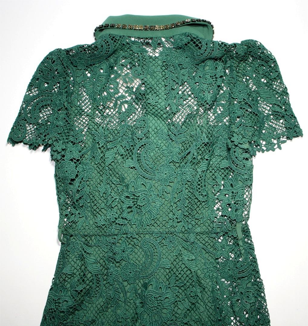 a*読様 セルフポートレイト ワンピース フルボタン レース グリーン UK8