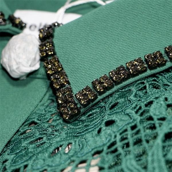 a*読様 セルフポートレイト ワンピース フルボタン レース グリーン UK8