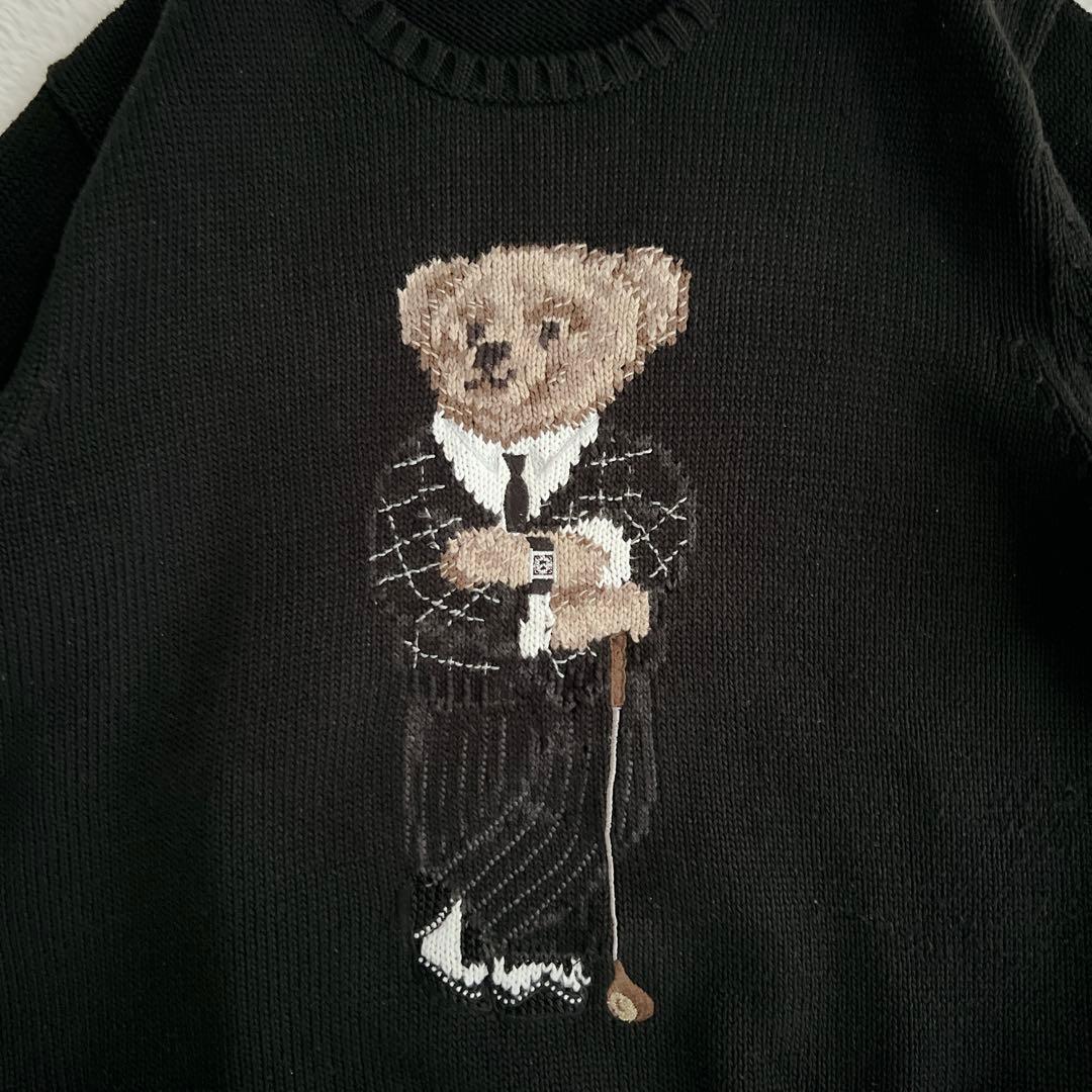 美品✨ポロゴルフ ベア ニット ゴルフベア コットン 黒 男女兼用 XS