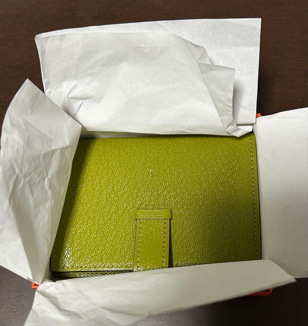 美品 エルメス べアン カードケース HERMES エトゥープ シルバー金具