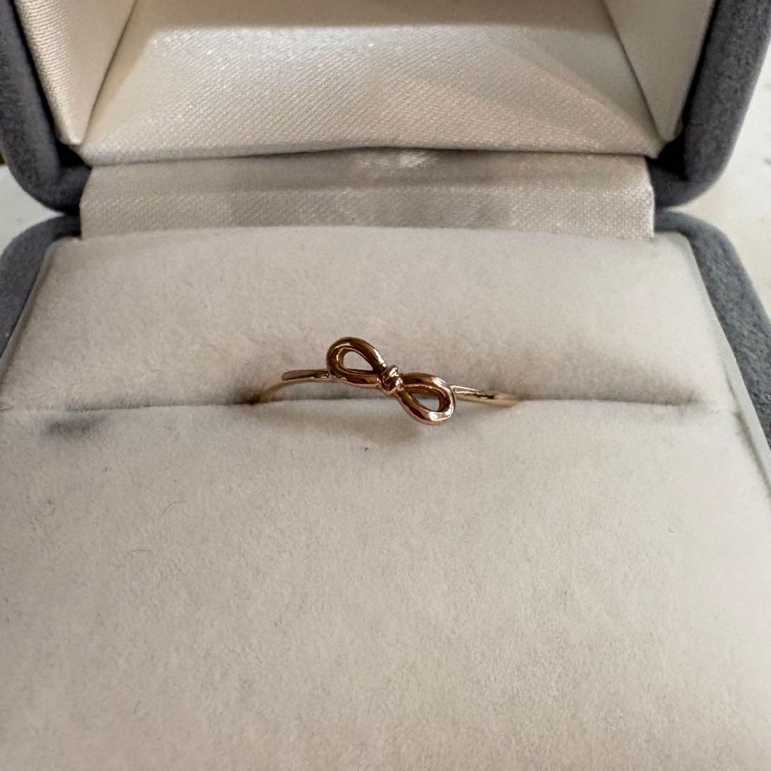 【キラキラ星】K10 ピンクゴールド PG リボンモチーフ リング 12号