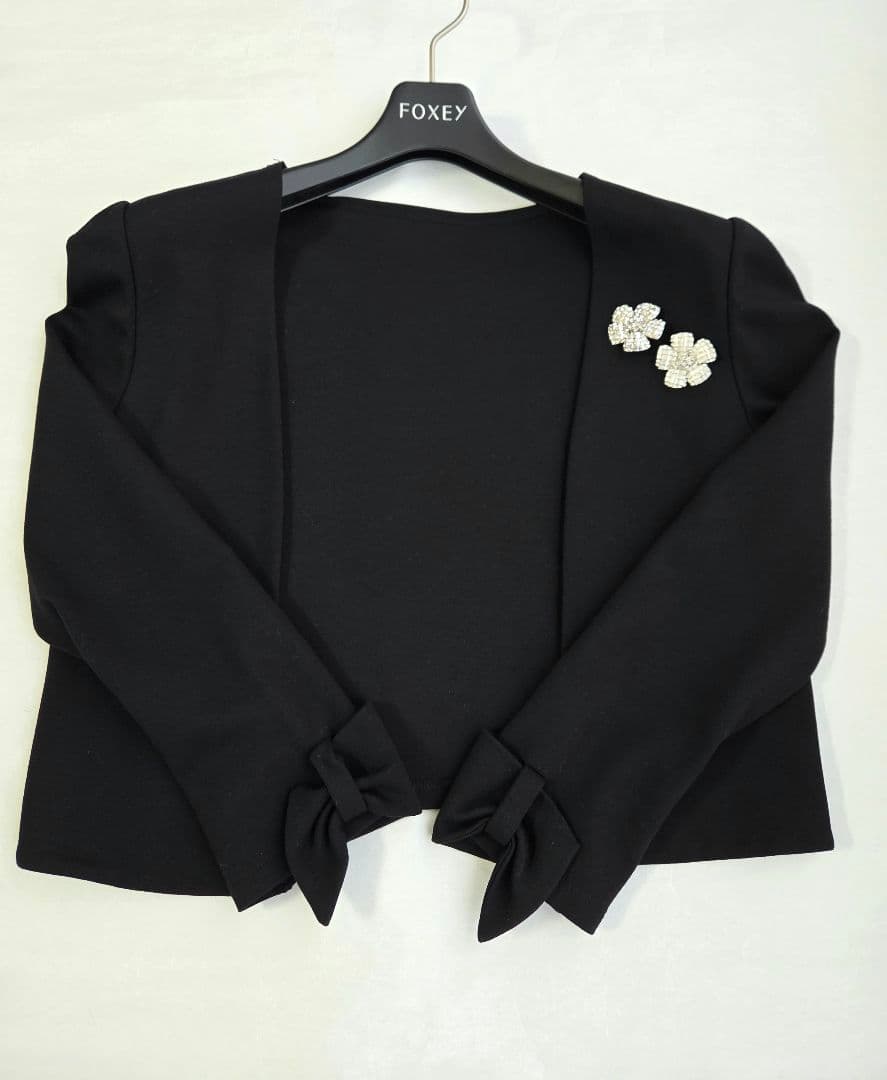 FOXEY フォクシー ボレロ カーディガン 38 袖口リボンデザイン 美品