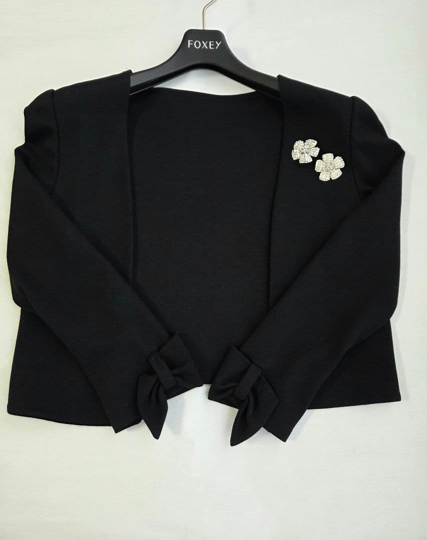 FOXEY フォクシー ボレロ カーディガン 38 袖口リボンデザイン 美品