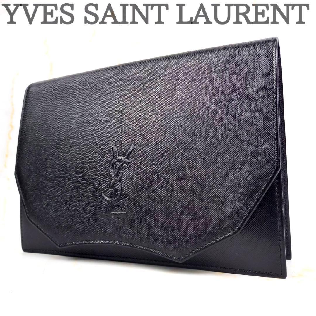 ✨良品✨ イヴサンローラン セカンドバッグ クラッチバッグ YSLロゴ 本革 黒