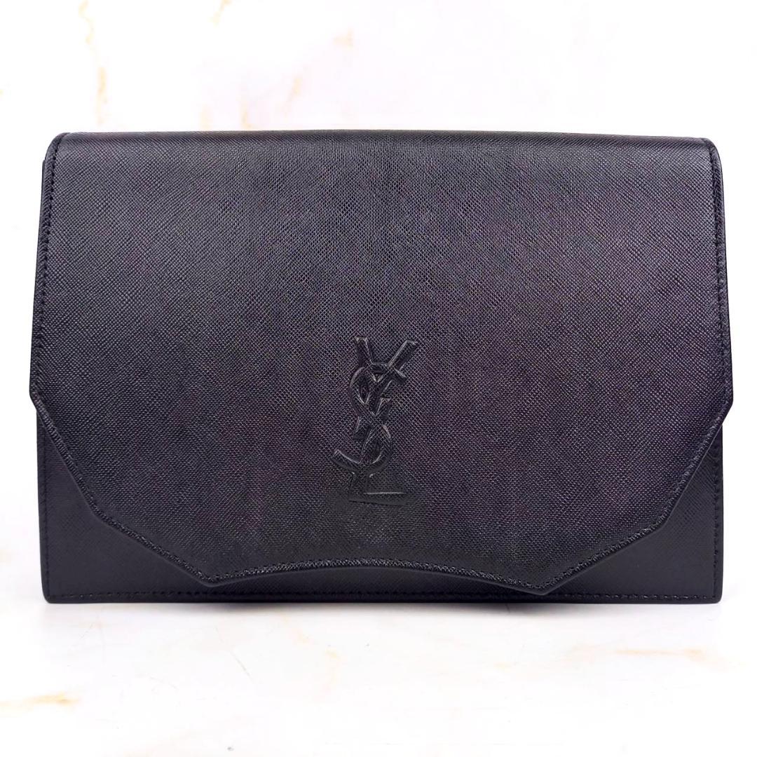✨良品✨ イヴサンローラン セカンドバッグ クラッチバッグ YSLロゴ 本革 黒