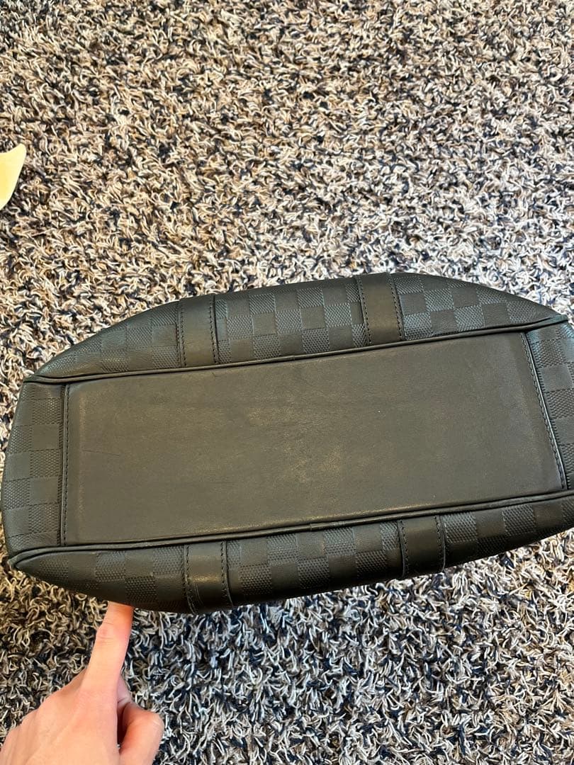 ブラック レザー チェック柄 トートバッグ