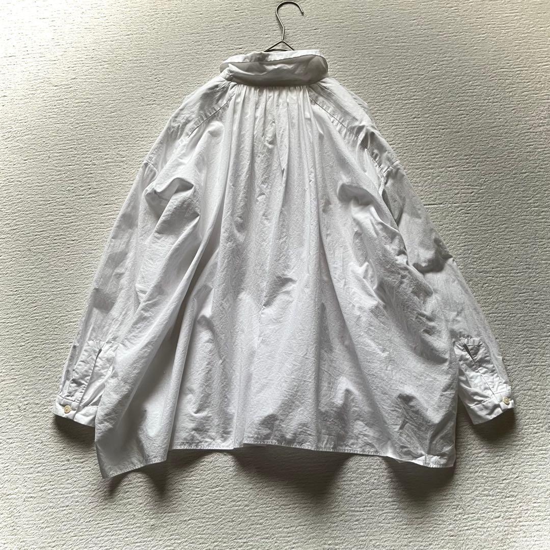 ヤエカ yaeca ギャザー プルオーバー シャツ ブラウス 白 ゆったり