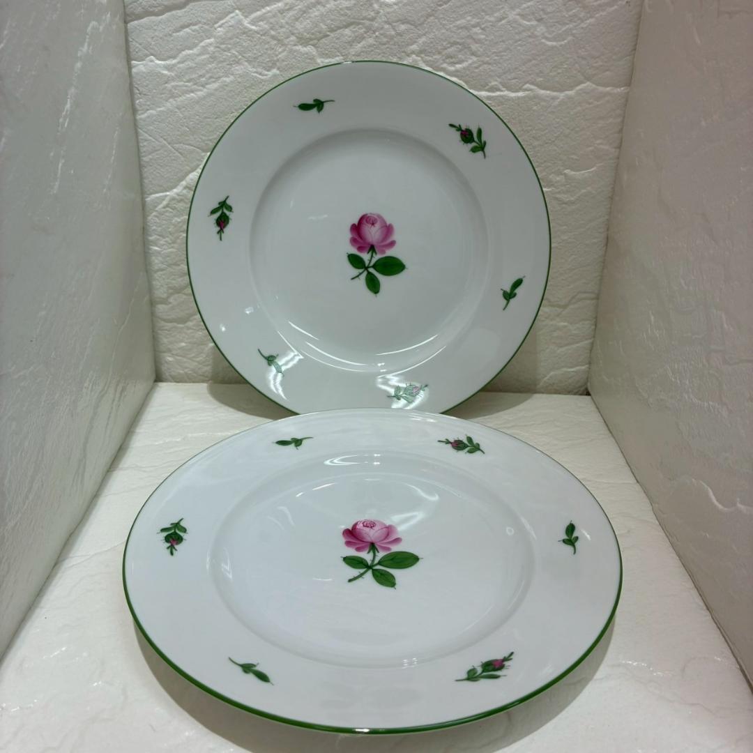 ♥【未使用品】アウガルテン　ウインナーローズ　ペアデザートプレート 2枚セット