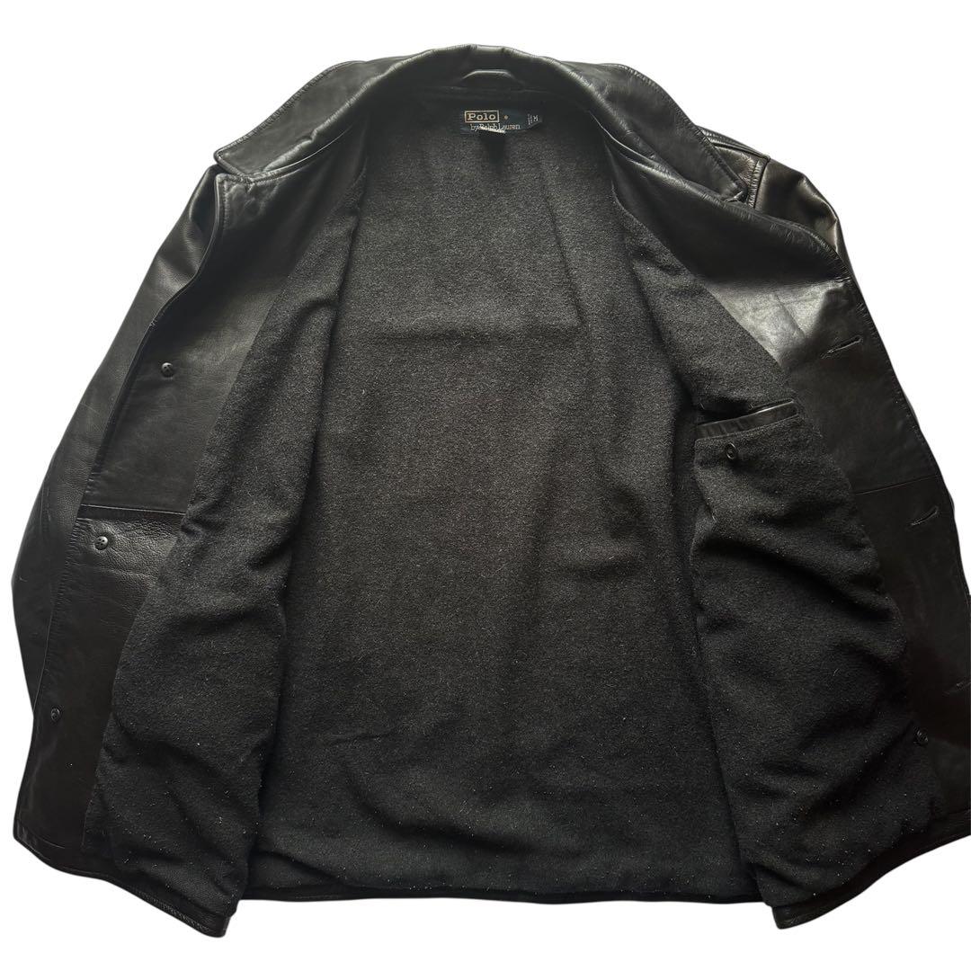 希少 ラルフローレン レザーカーコート M ブラック 90s スイングトップ
