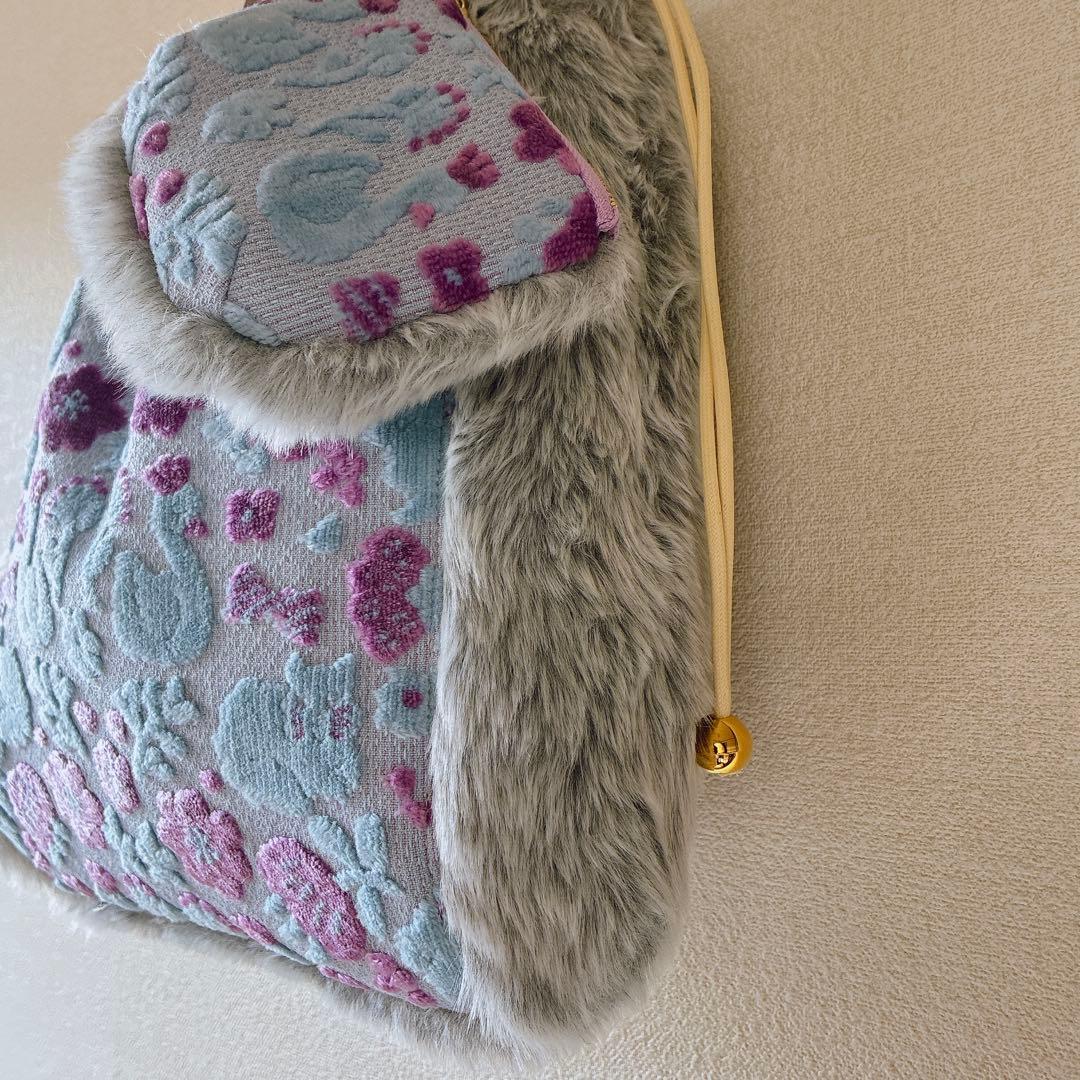 007 ジョリーフルール もふもふノスタルジア 巾着トートバッグ＆ポーチ