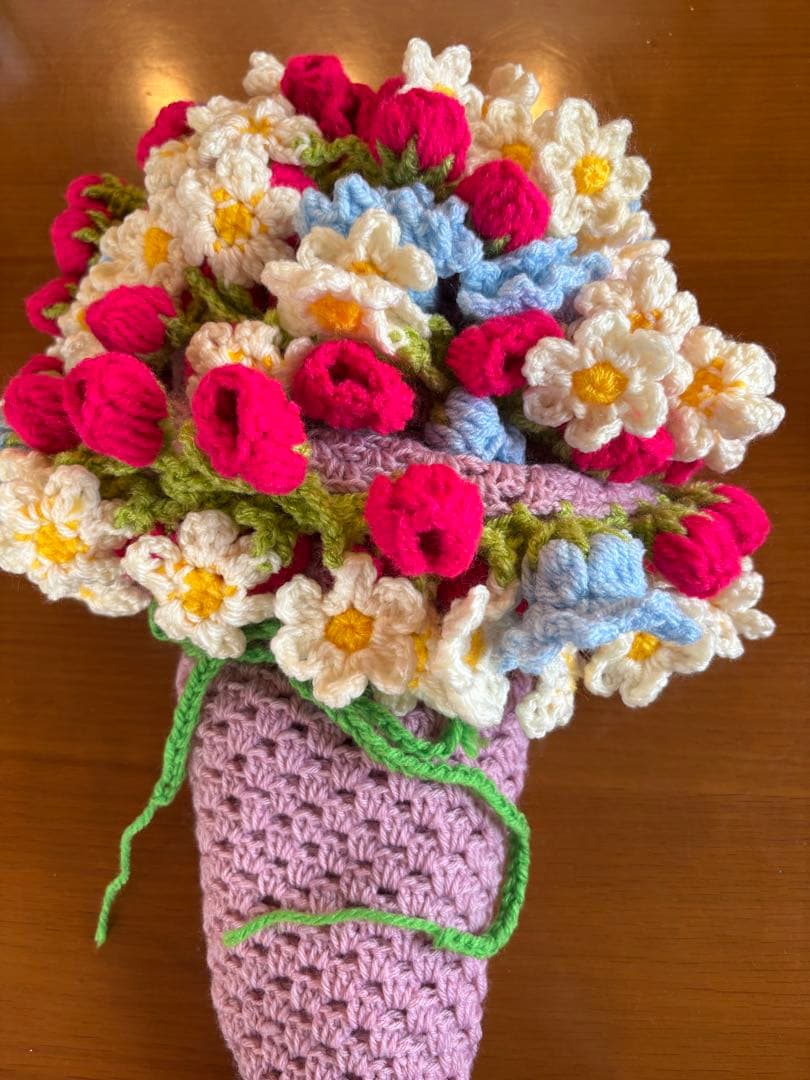 手編み 花束ブランケット2点