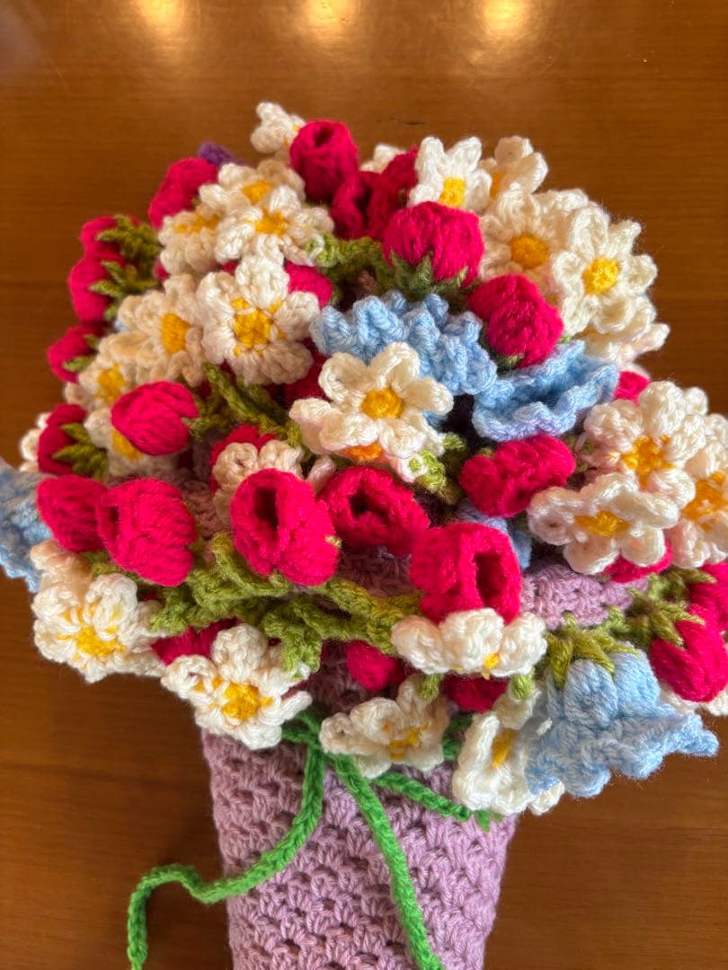 手編み 花束ブランケット2点