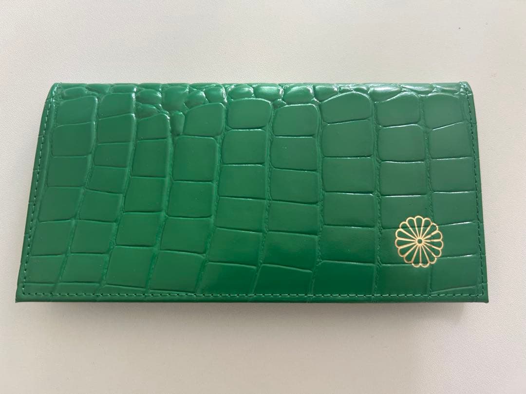 h*す様 皇居　型押し長財布　クロコダイル　グリーン　緑　大安吉日購入